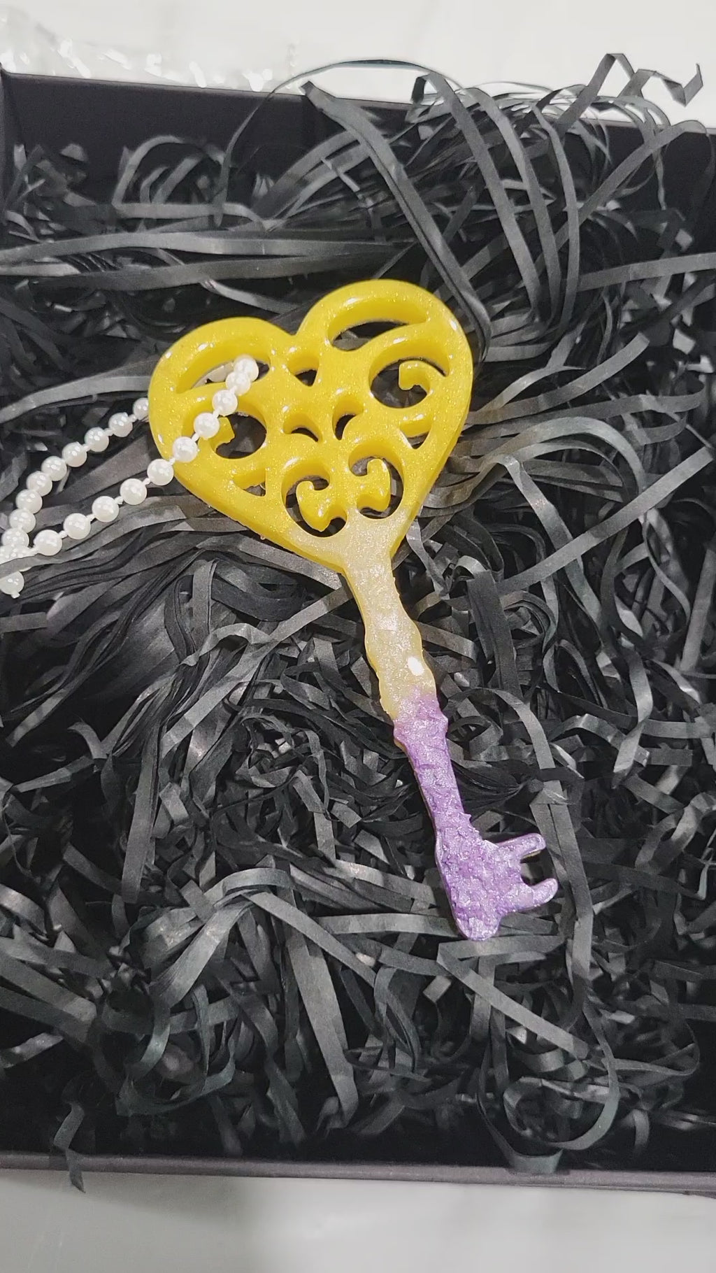 Druzy Key Holiday Ornament Purple & Yellow)