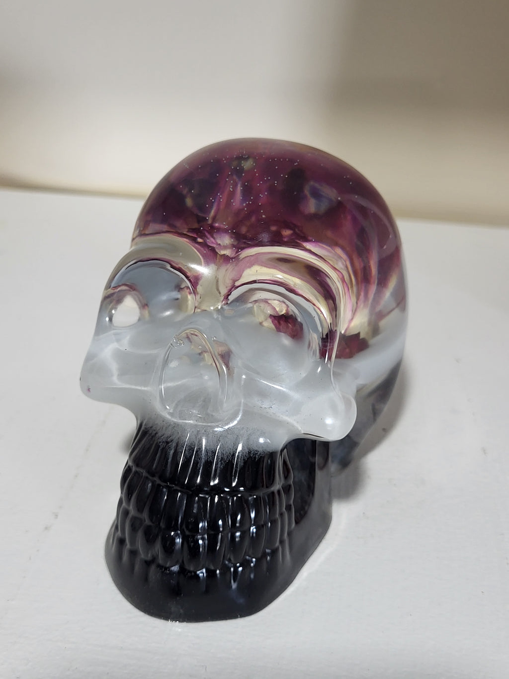 Resin Skull with Real Rose