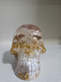 Resin Skull with Real Rose and Gold Flakes