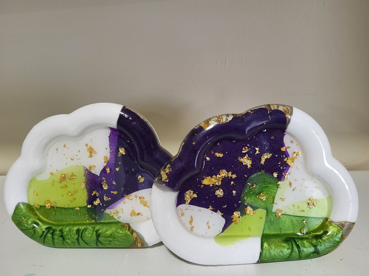 Handmade Resin & Plaster Trinket Tray Set