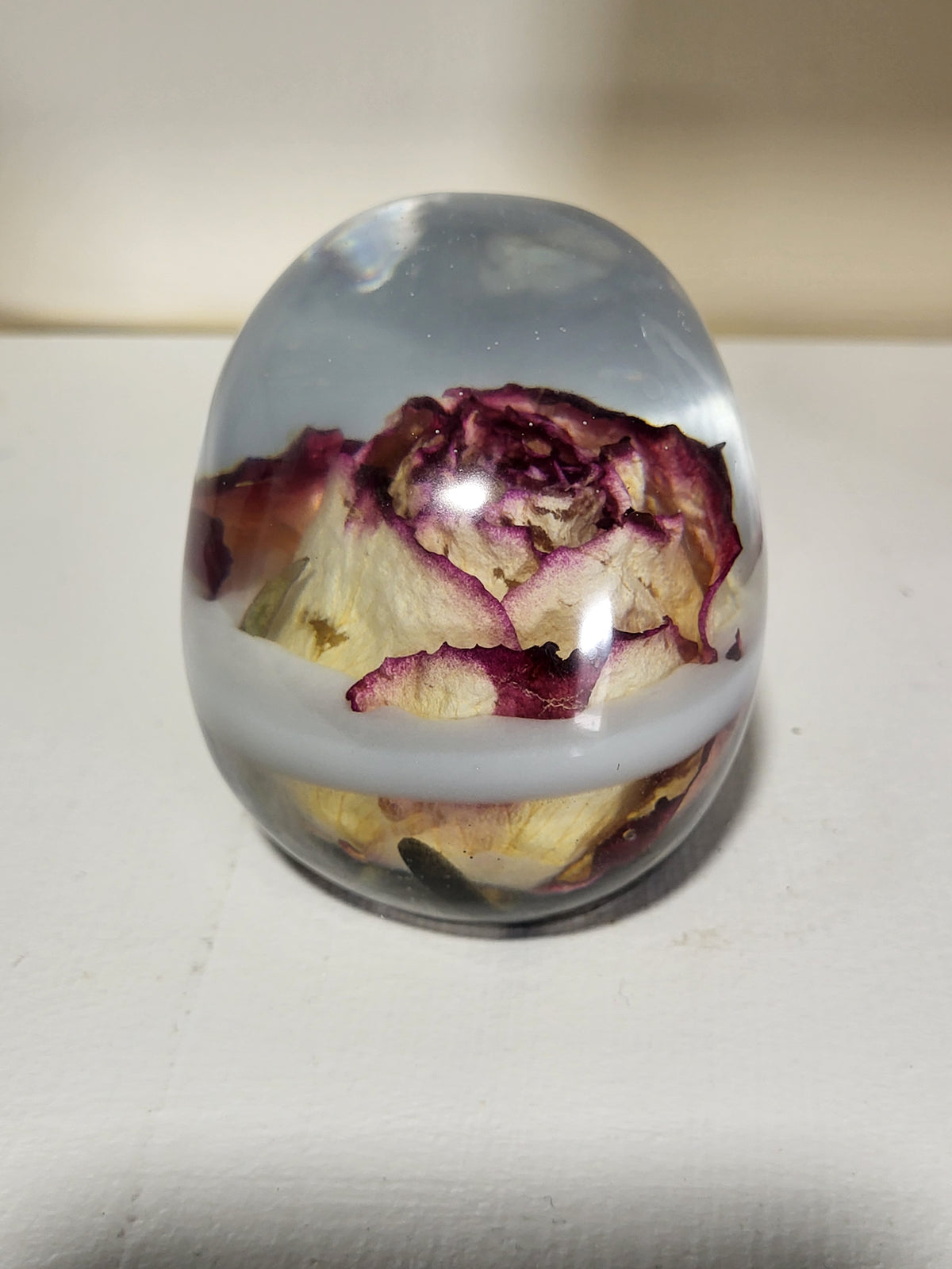 Resin Skull with Real Rose
