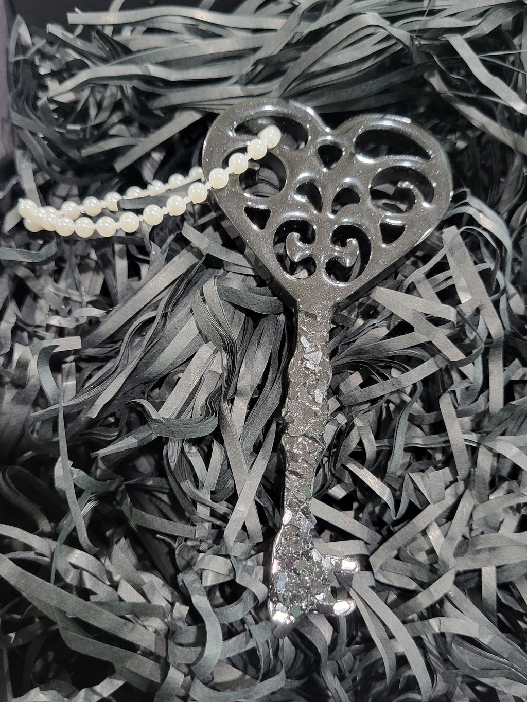 Druzy Key Holiday Ornament Black