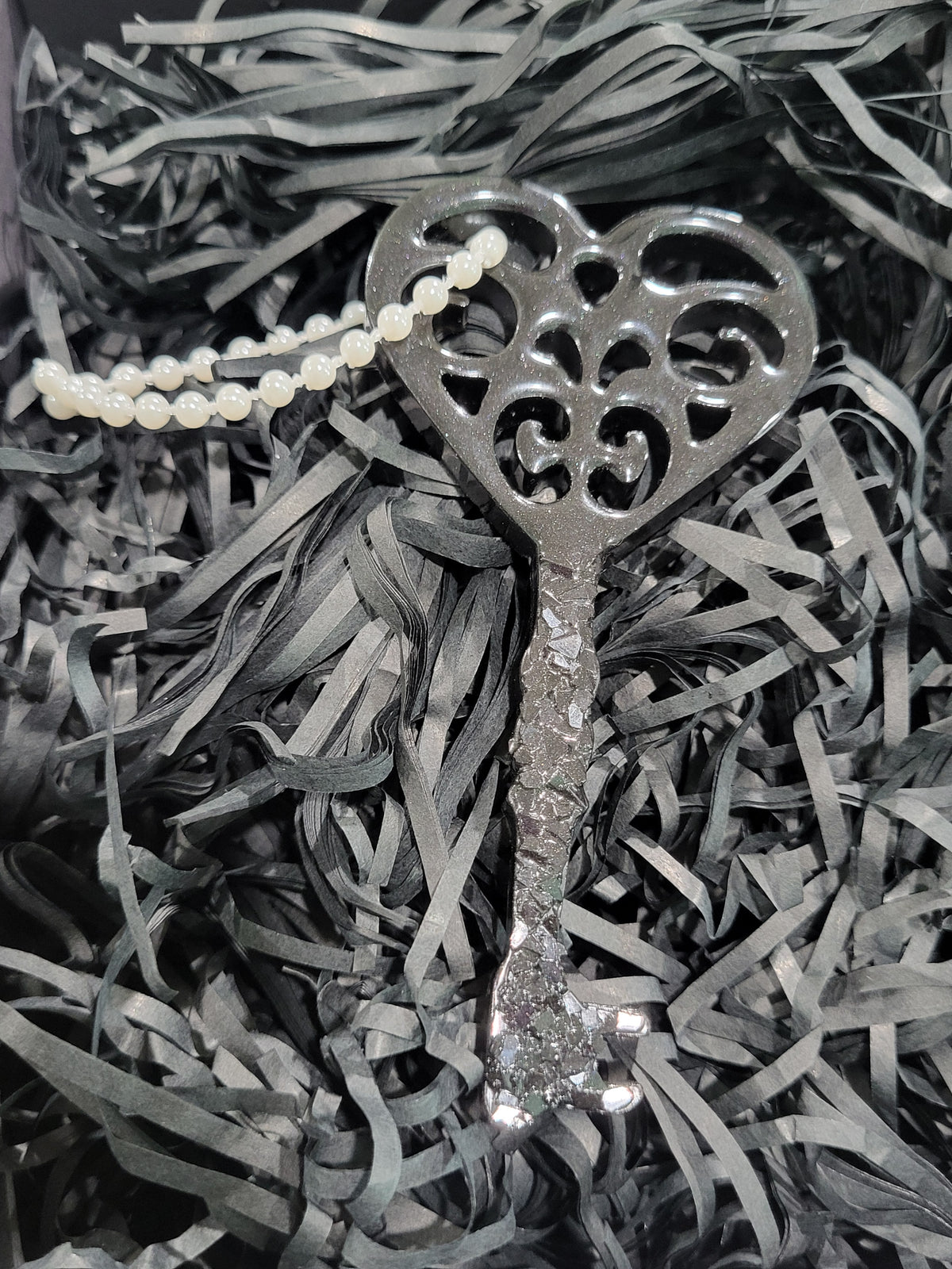 Druzy Key Holiday Ornament Black