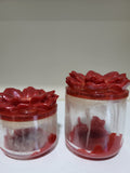 Handmade Red Flower Resin Keepsake Jar set