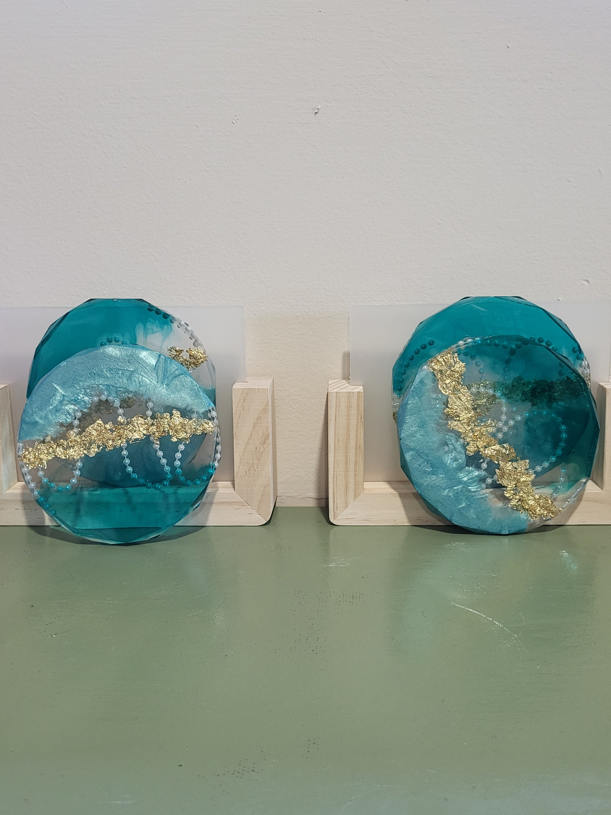 Beautiful teal coaster set