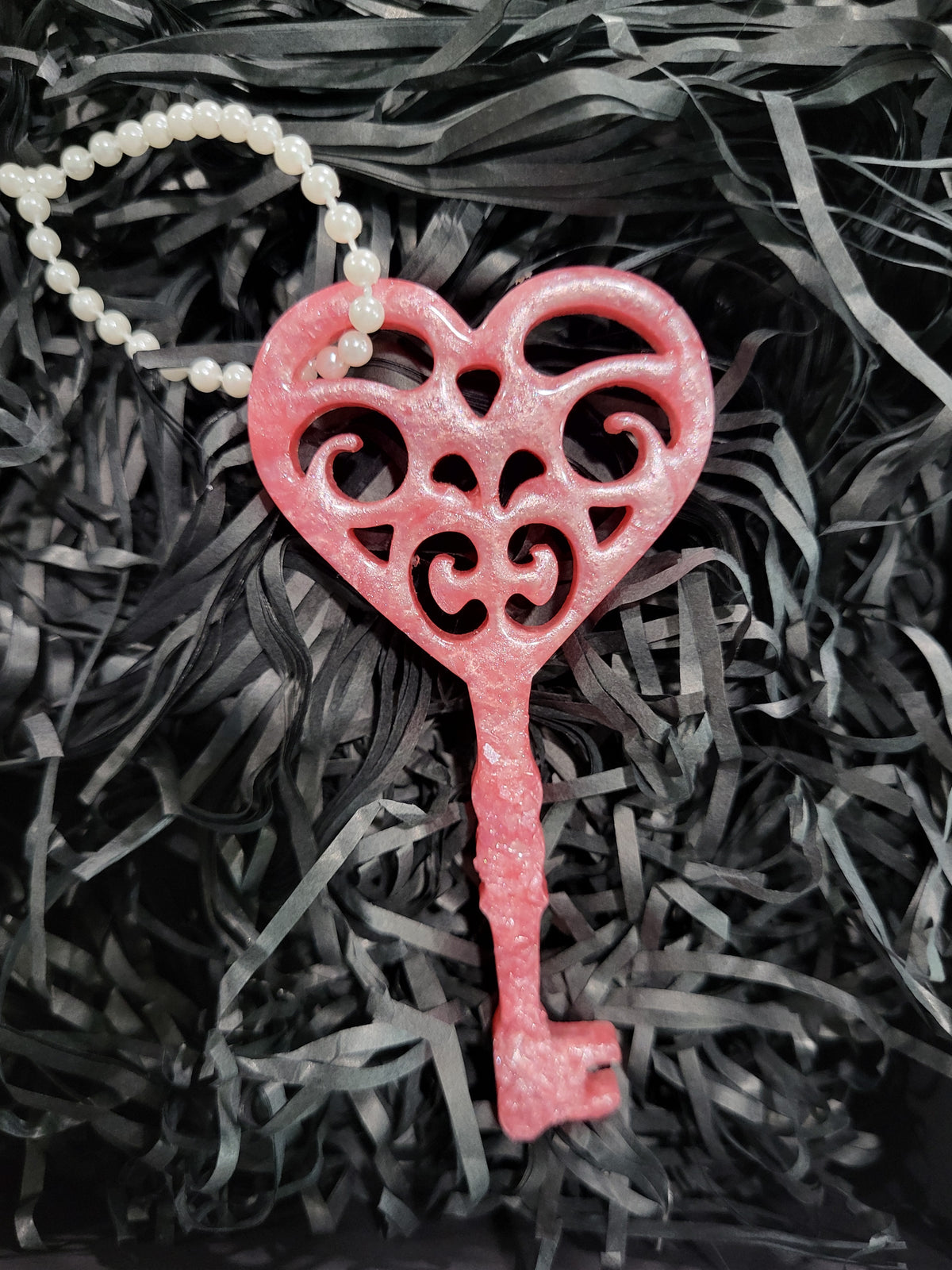 Druzy Key Holiday Ornament Pink