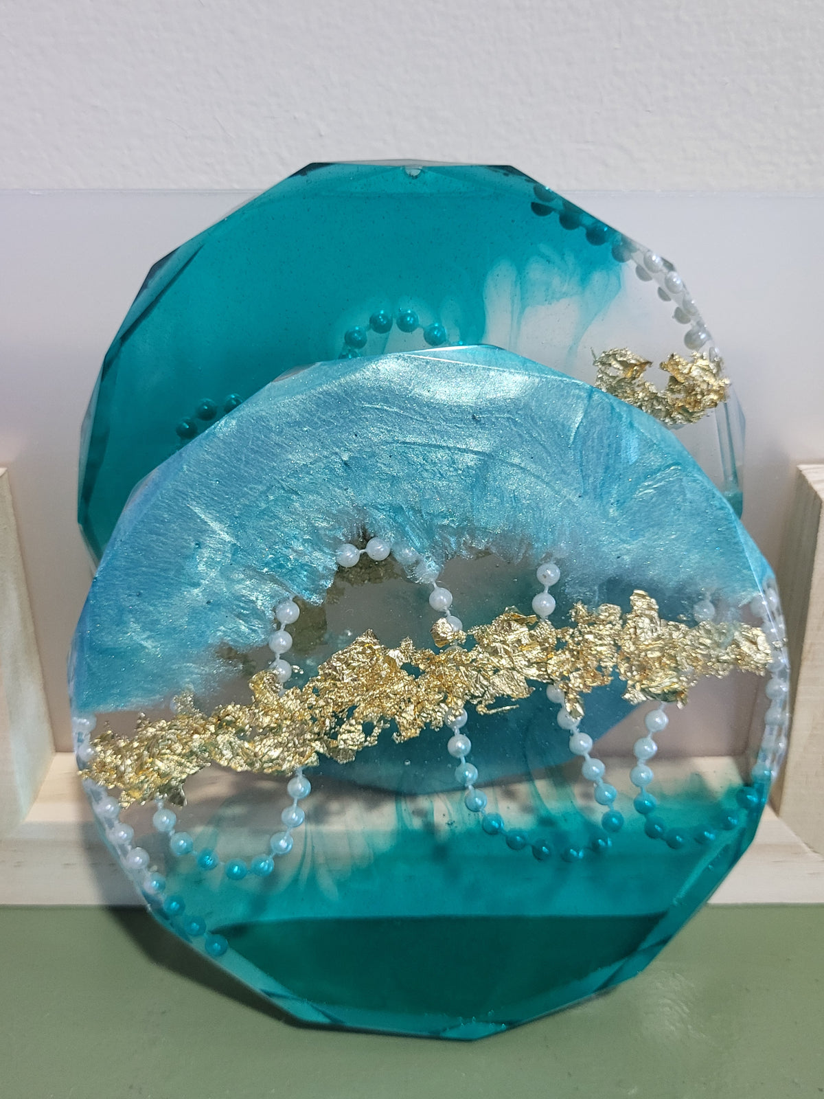 Beautiful teal coaster set