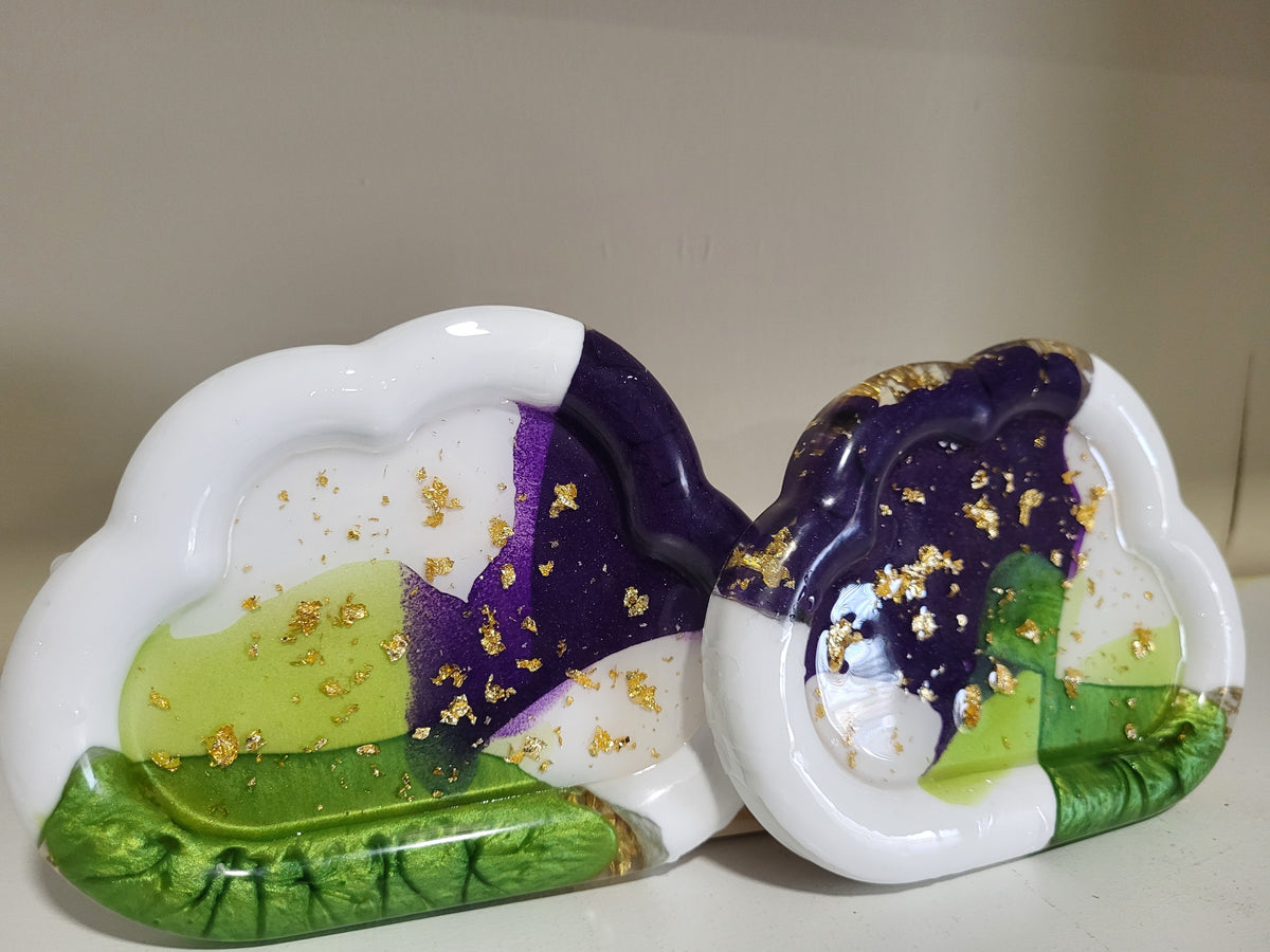 Handmade Resin & Plaster Trinket Tray Set