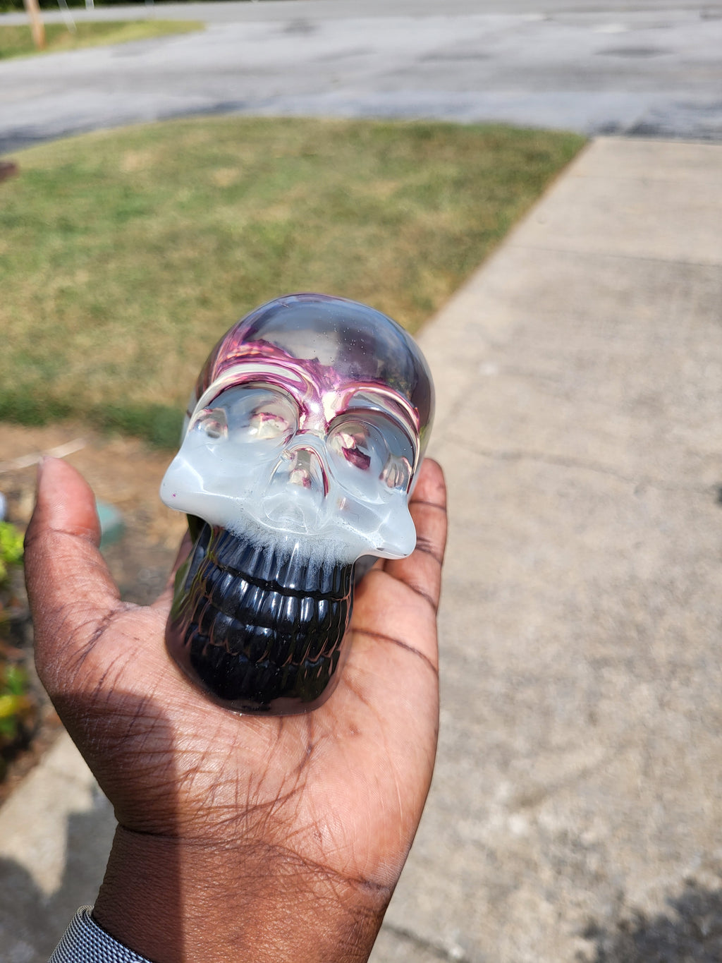Resin Skull with Real Rose