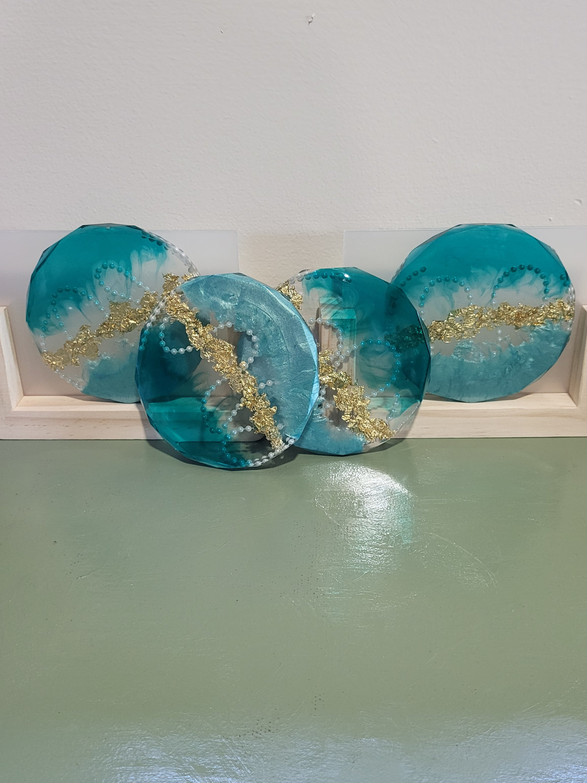 Beautiful teal coaster set