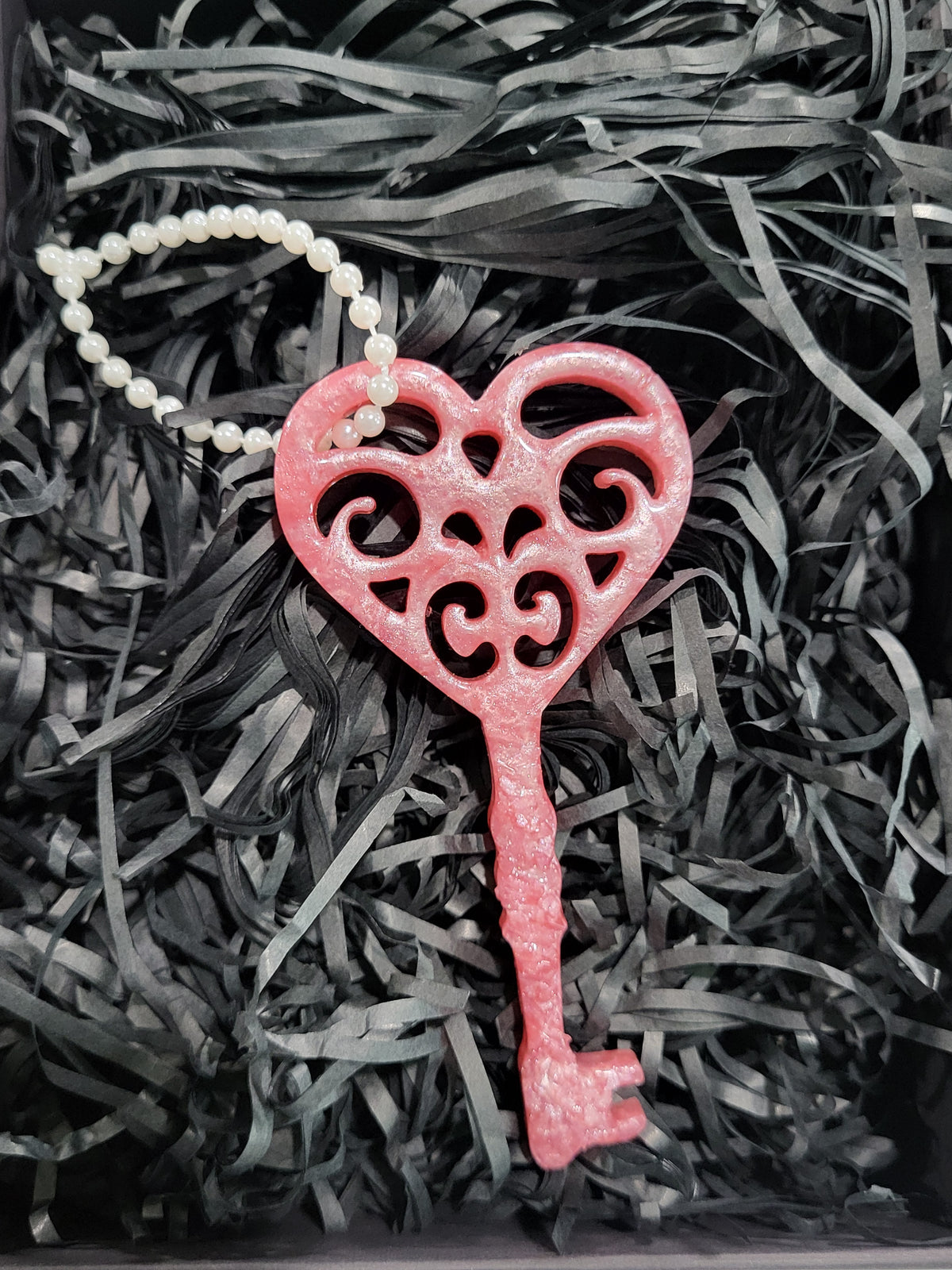 Druzy Key Holiday Ornament Pink